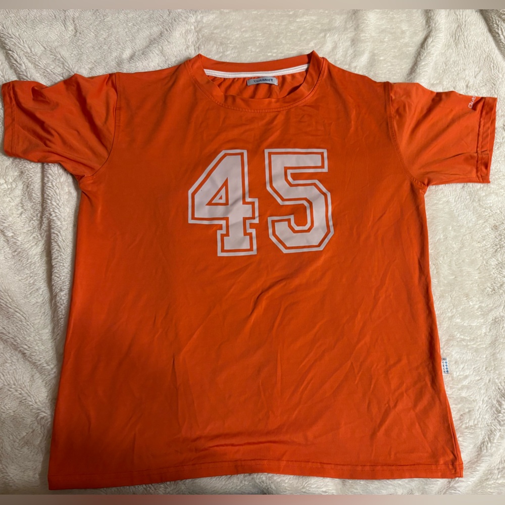 Bold Orange Men's T-Shirt with Number Graphic